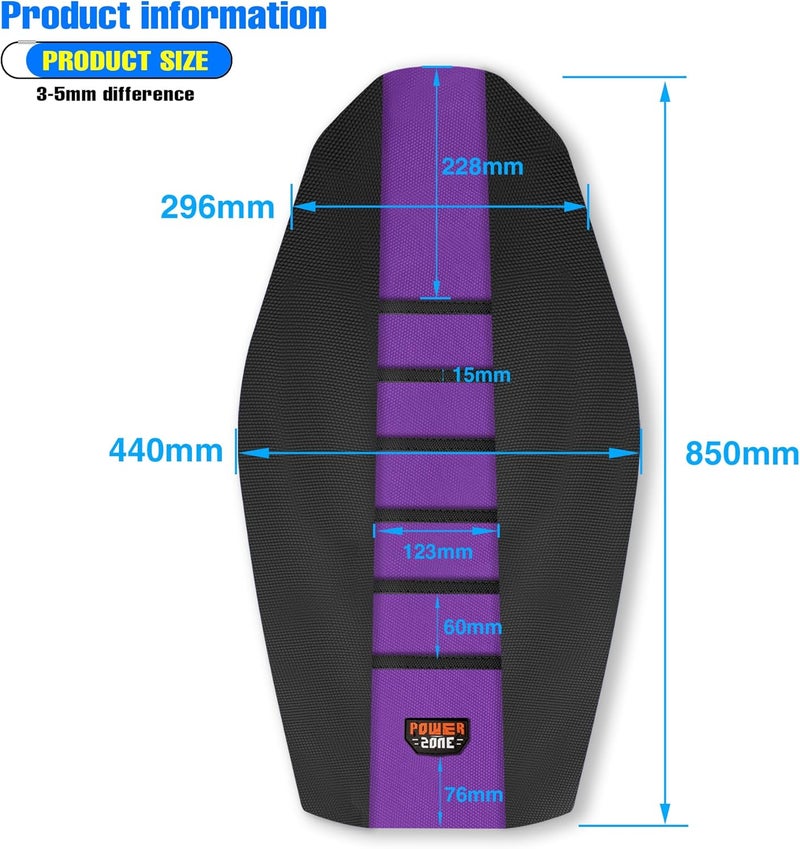 MCHMFG Universal Ribbed Dirt Bike Seat Cover - Gripper Soft Seat Cover for Most Dirt Pit Bike Motorcycle (Black-Purple) - Image 4